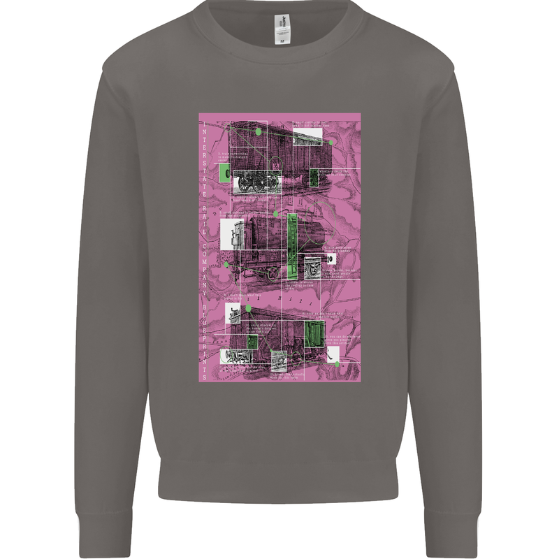 Trains Trainspotting Rail Carriages Mens Sweatshirt Jumper Charcoal