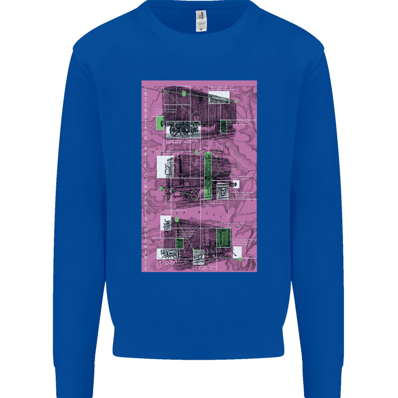 Trains Trainspotting Rail Carriages Mens Sweatshirt Jumper Royal Blue