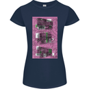 Trains Trainspotting Rail Carriages Womens Petite Cut T-Shirt Navy Blue