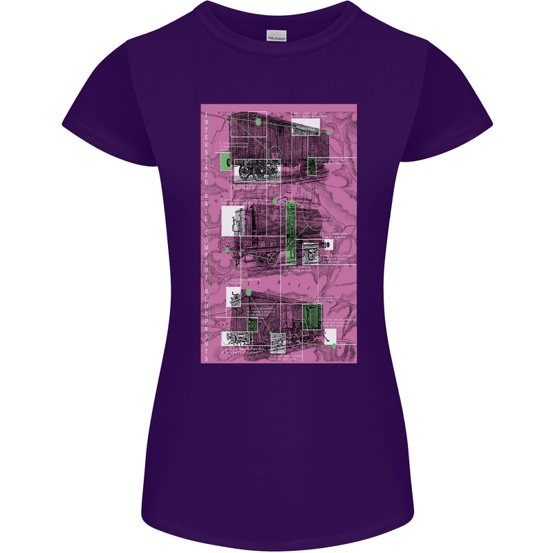 Trains Trainspotting Rail Carriages Womens Petite Cut T-Shirt Purple