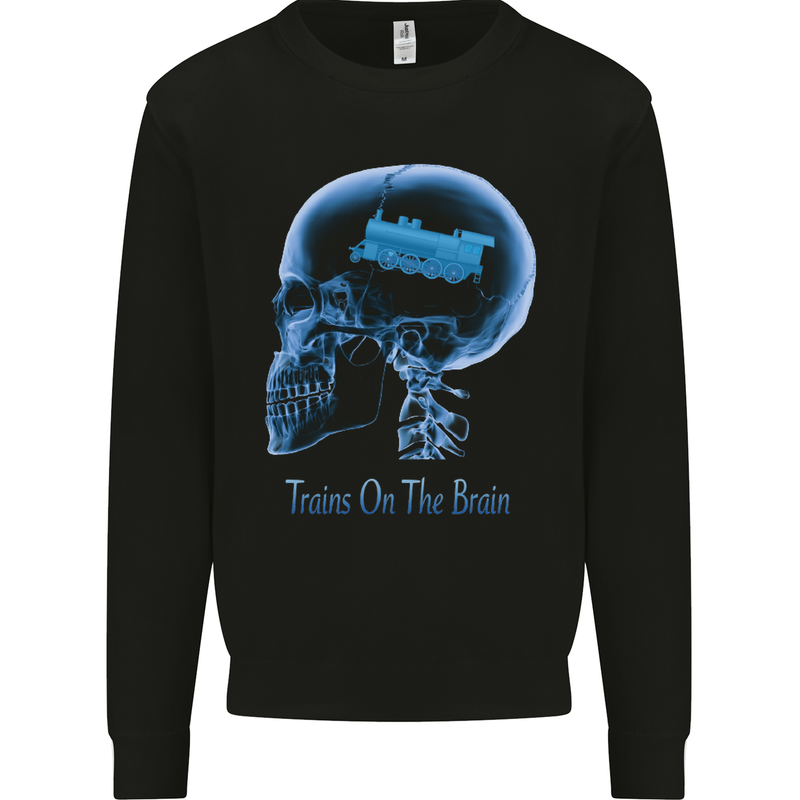 Trains on the Brain Trainspotting Funny Mens Sweatshirt Jumper Black