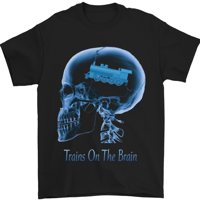 Trains on the Brain Trainspotting Funny Mens T-Shirt Cotton Gildan Black