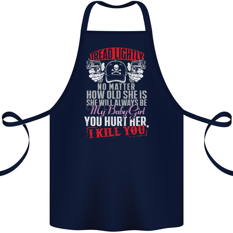 Tread Lightly Protective Dad Father's Day Cotton Apron 100% Organic Navy Blue