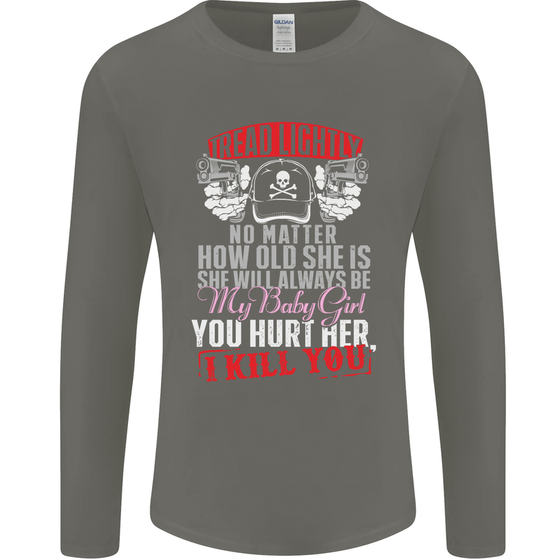 Tread Lightly Protective Dad Father's Day Mens Long Sleeve T-Shirt Charcoal