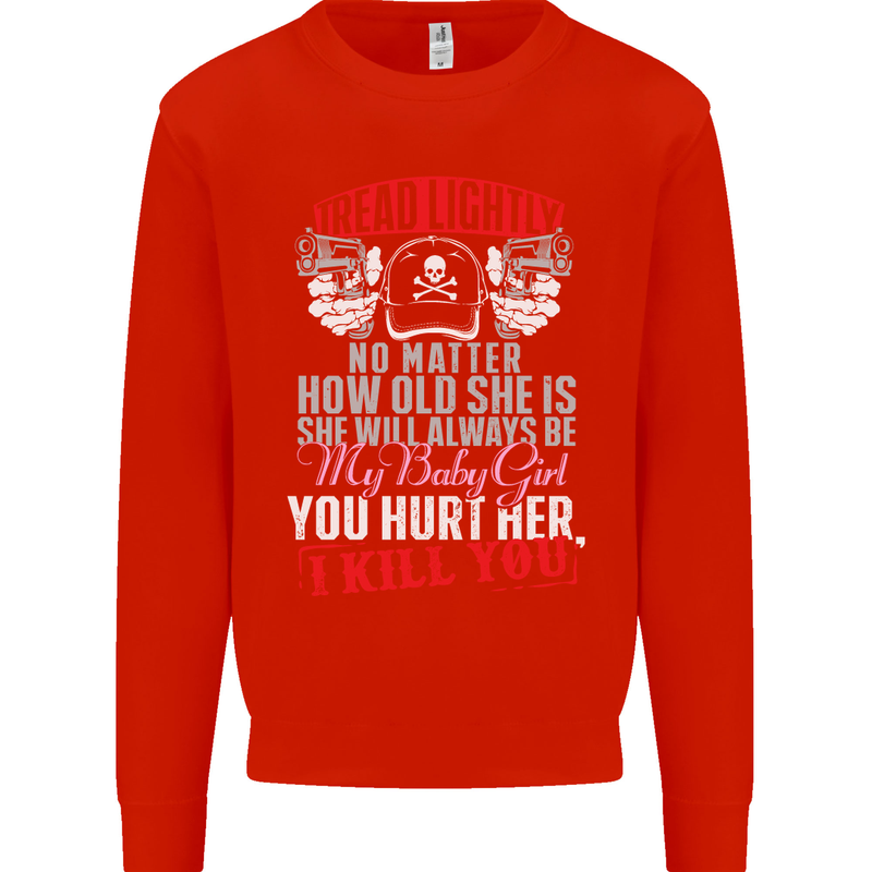 Tread Lightly Protective Dad Father's Day Mens Sweatshirt Jumper Bright Red