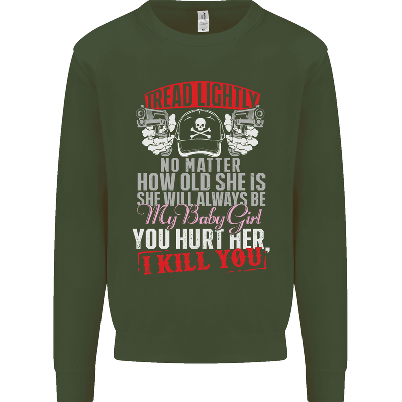 Tread Lightly Protective Dad Father's Day Mens Sweatshirt Jumper Forest Green