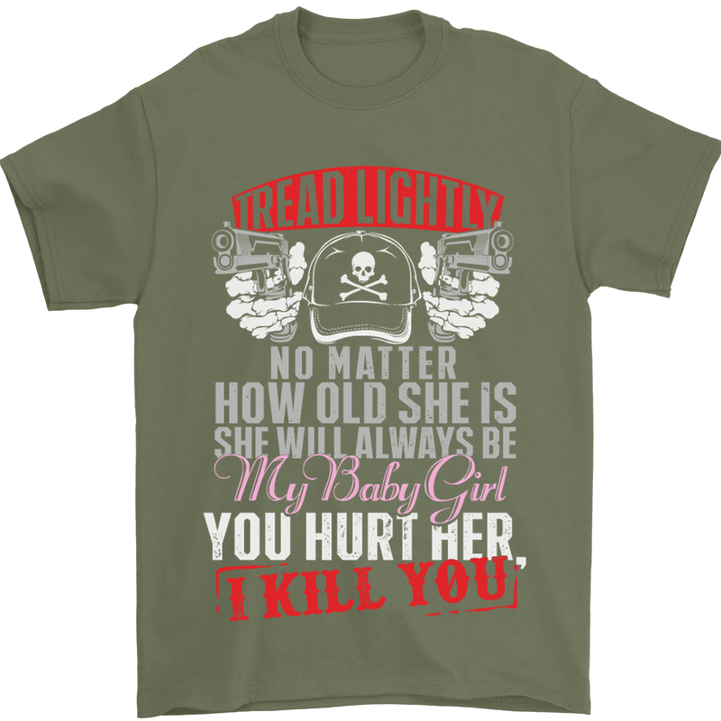 Tread Lightly Protective Dad Father's Day Mens T-Shirt Cotton Gildan Military Green