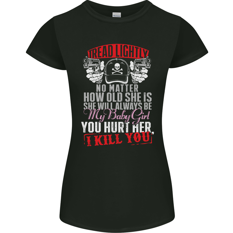 Tread Lightly Protective Dad Father's Day Womens Petite Cut T-Shirt Black