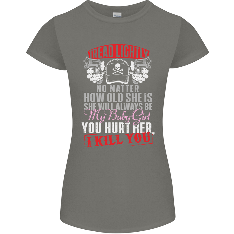 Tread Lightly Protective Dad Father's Day Womens Petite Cut T-Shirt Charcoal