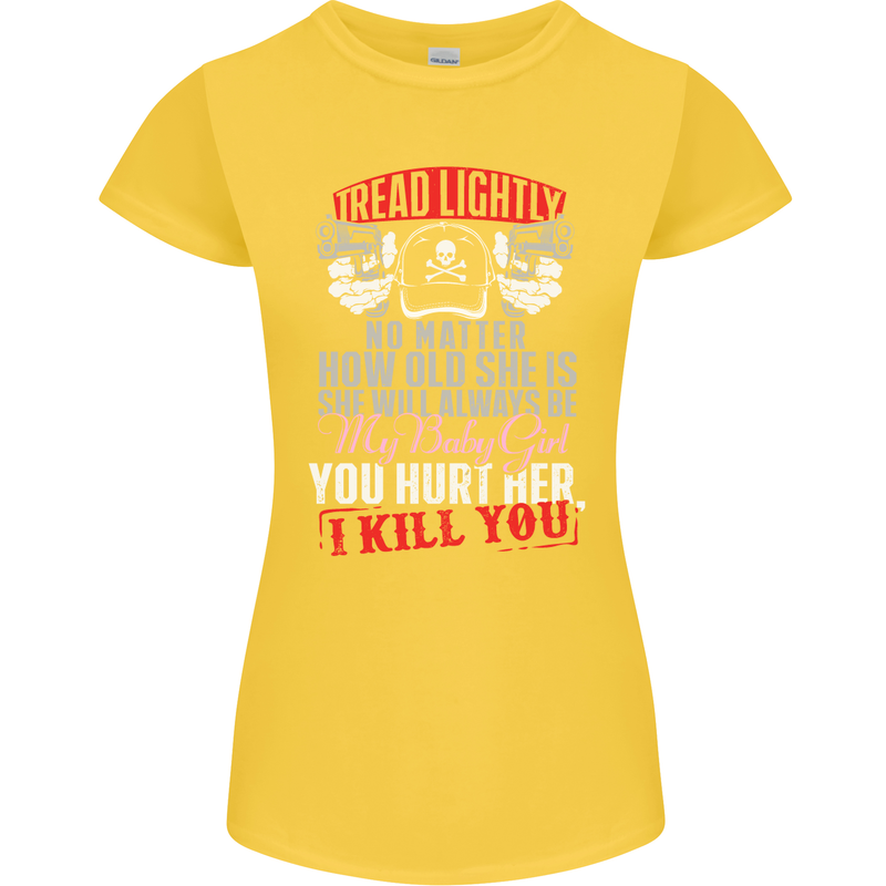 Tread Lightly Protective Dad Father's Day Womens Petite Cut T-Shirt Yellow