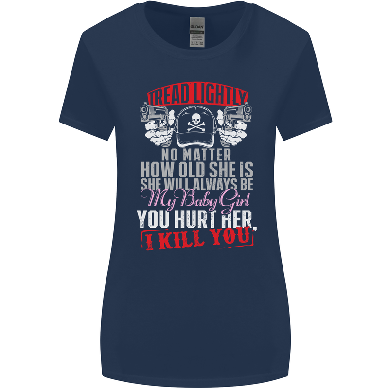 Tread Lightly Protective Dad Father's Day Womens Wider Cut T-Shirt Navy Blue