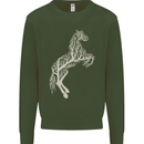 Tree Horse Ecology Equestrian Kids Sweatshirt Jumper Forest Green