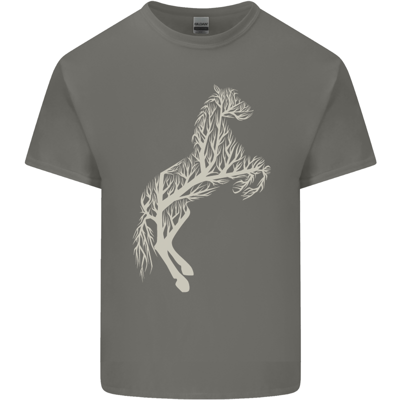 Tree Horse Ecology Equestrian Kids T-Shirt Childrens Charcoal