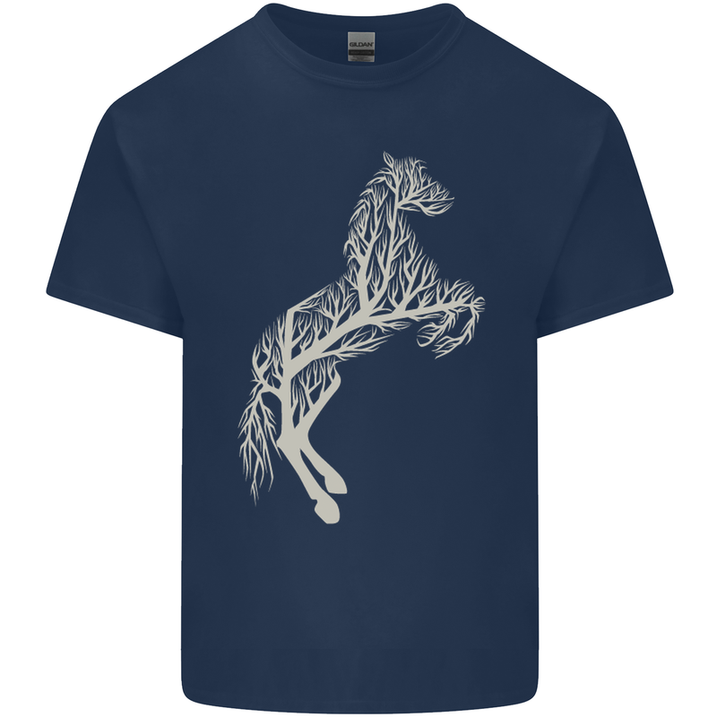 Tree Horse Ecology Equestrian Kids T-Shirt Childrens Navy Blue