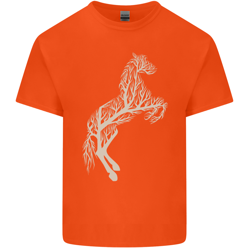 Tree Horse Ecology Equestrian Kids T-Shirt Childrens Orange