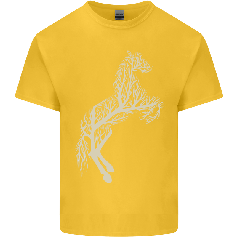 Tree Horse Ecology Equestrian Kids T-Shirt Childrens Yellow