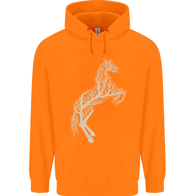 Tree Horse Ecology Equestrian Mens 80% Cotton Hoodie Orange
