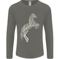 Tree Horse Ecology Equestrian Mens Long Sleeve T-Shirt Charcoal