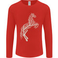 Tree Horse Ecology Equestrian Mens Long Sleeve T-Shirt Red