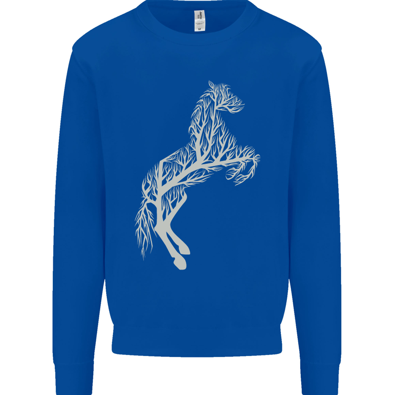Tree Horse Ecology Equestrian Mens Sweatshirt Jumper Royal Blue