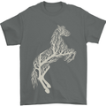 Tree Horse Ecology Equestrian Mens T-Shirt Cotton Gildan Charcoal