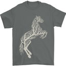 Tree Horse Ecology Equestrian Mens T-Shirt Cotton Gildan Charcoal