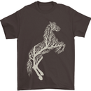 Tree Horse Ecology Equestrian Mens T-Shirt Cotton Gildan Dark Chocolate