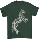 Tree Horse Ecology Equestrian Mens T-Shirt Cotton Gildan Forest Green