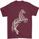 Tree Horse Ecology Equestrian Mens T-Shirt Cotton Gildan Maroon