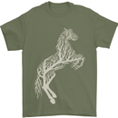 Tree Horse Ecology Equestrian Mens T-Shirt Cotton Gildan Military Green