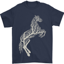 Tree Horse Ecology Equestrian Mens T-Shirt Cotton Gildan Navy Blue