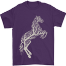 Tree Horse Ecology Equestrian Mens T-Shirt Cotton Gildan Purple
