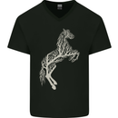 Tree Horse Ecology Equestrian Mens V-Neck Cotton T-Shirt Black
