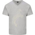 Tree Horse Ecology Equestrian Mens V-Neck Cotton T-Shirt Sports Grey