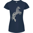 Tree Horse Ecology Equestrian Womens Petite Cut T-Shirt Navy Blue
