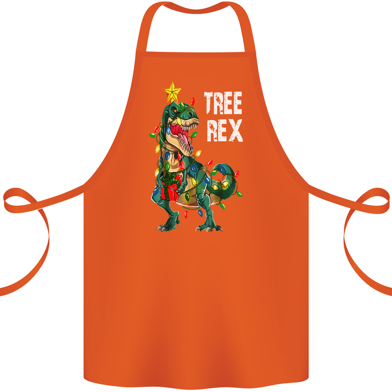 Tree Rex T-Rex Funny Christmas Dinosaur Cotton Apron 100% Organic Orange