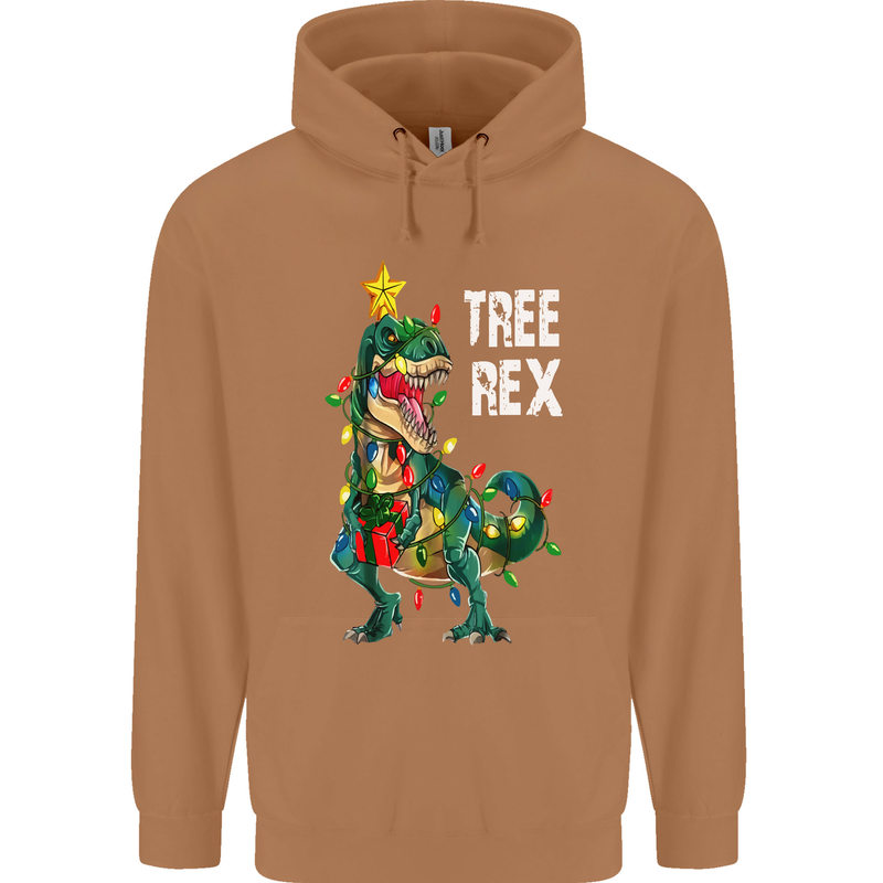 Tree Rex T-Rex Funny Christmas Dinosaur Mens 80% Cotton Hoodie Caramel Latte