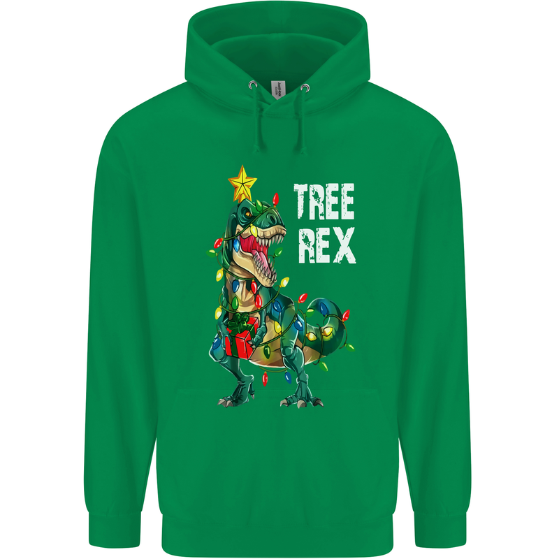 Tree Rex T-Rex Funny Christmas Dinosaur Mens 80% Cotton Hoodie Irish Green