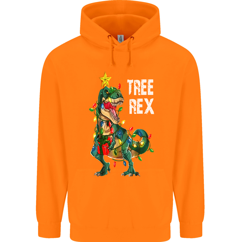 Tree Rex T-Rex Funny Christmas Dinosaur Mens 80% Cotton Hoodie Orange