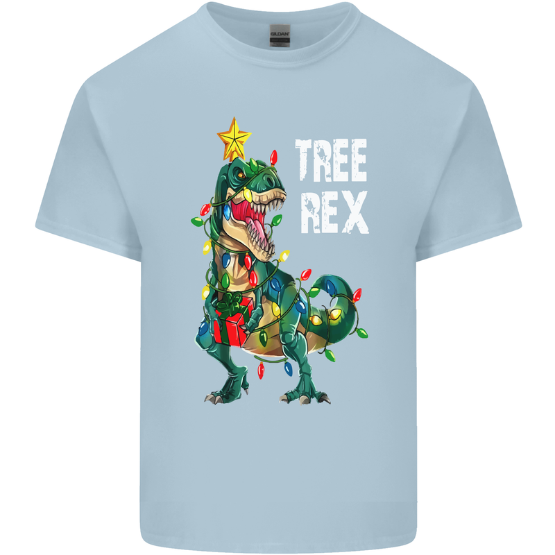 Tree Rex T-Rex Funny Christmas Dinosaur Mens Cotton T-Shirt Tee Top Light Blue