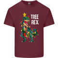 Tree Rex T-Rex Funny Christmas Dinosaur Mens Cotton T-Shirt Tee Top Maroon