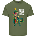 Tree Rex T-Rex Funny Christmas Dinosaur Mens Cotton T-Shirt Tee Top Military Green