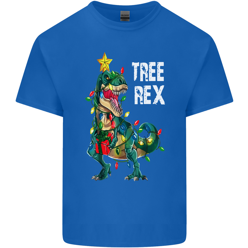 Tree Rex T-Rex Funny Christmas Dinosaur Mens Cotton T-Shirt Tee Top Royal Blue