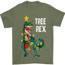 Tree Rex T-Rex Funny Christmas Dinosaur Mens T-Shirt Cotton Gildan Military Green