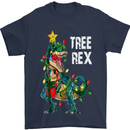 Tree Rex T-Rex Funny Christmas Dinosaur Mens T-Shirt Cotton Gildan Navy Blue