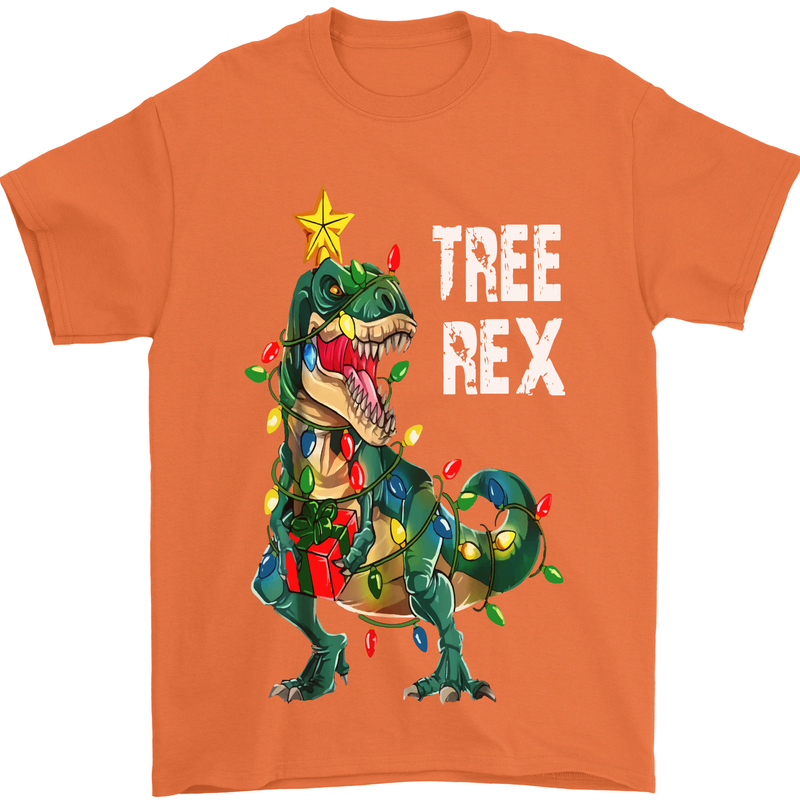 Tree Rex T-Rex Funny Christmas Dinosaur Mens T-Shirt Cotton Gildan Orange