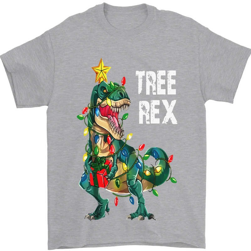 Tree Rex T-Rex Funny Christmas Dinosaur Mens T-Shirt Cotton Gildan Sports Grey