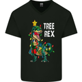Tree Rex T-Rex Funny Christmas Dinosaur Mens V-Neck Cotton T-Shirt Black