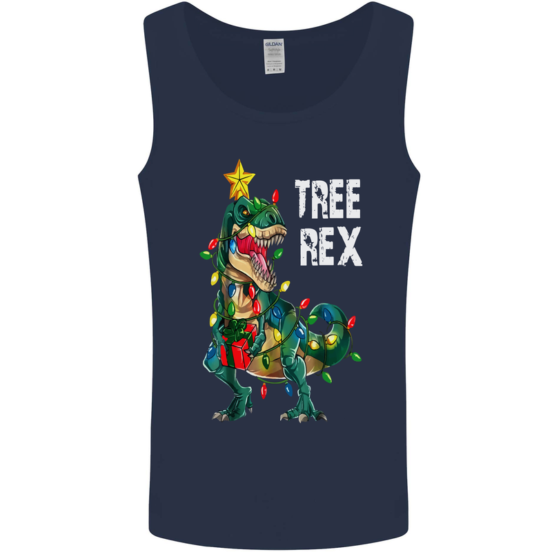 Tree Rex T-Rex Funny Christmas Dinosaur Mens Vest Tank Top Navy Blue