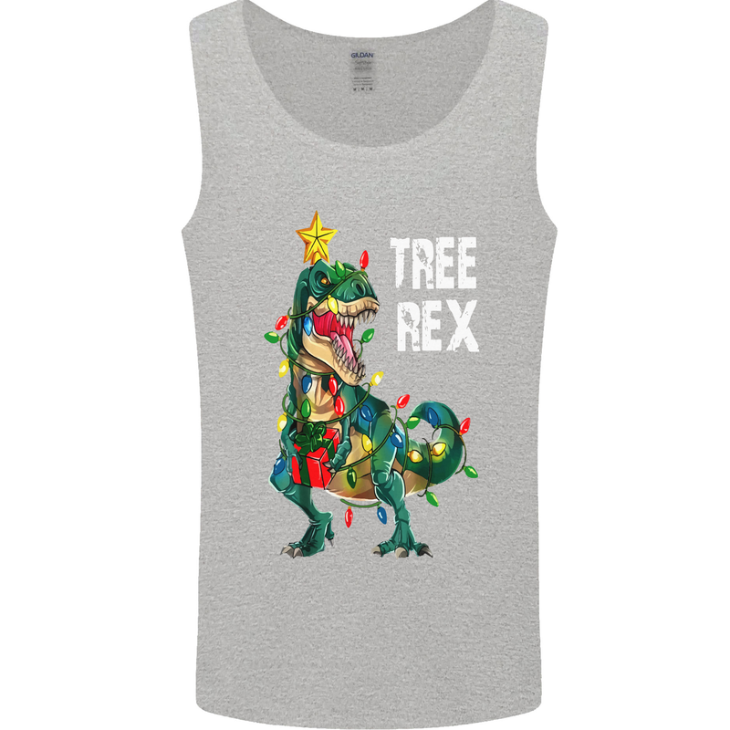 Tree Rex T-Rex Funny Christmas Dinosaur Mens Vest Tank Top Sports Grey